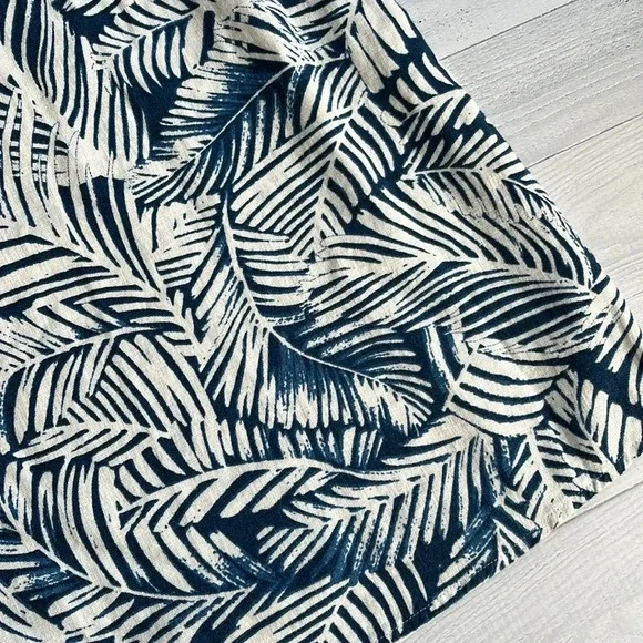Anne Klein Blue & White Linen Blend Palm Print Dress M - Picture 7 of 9